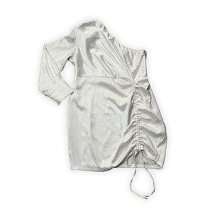 Women’s White Asymmetrical One-Sleeve Ruched Dress – Size 2XL Glam Maker brand
